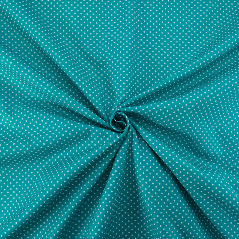 Popeline De Coton Mini Pois Paon - Maison Klem